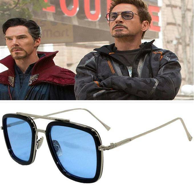 Silver And Blue Iron Man Tony Stark Sunglasses For Men